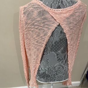 Angl Womens Coral Open Back Knit Sweater Size S